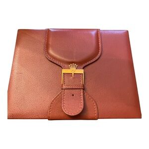 Vintage Rolex original brown  leather box With Gold Buckle Detail